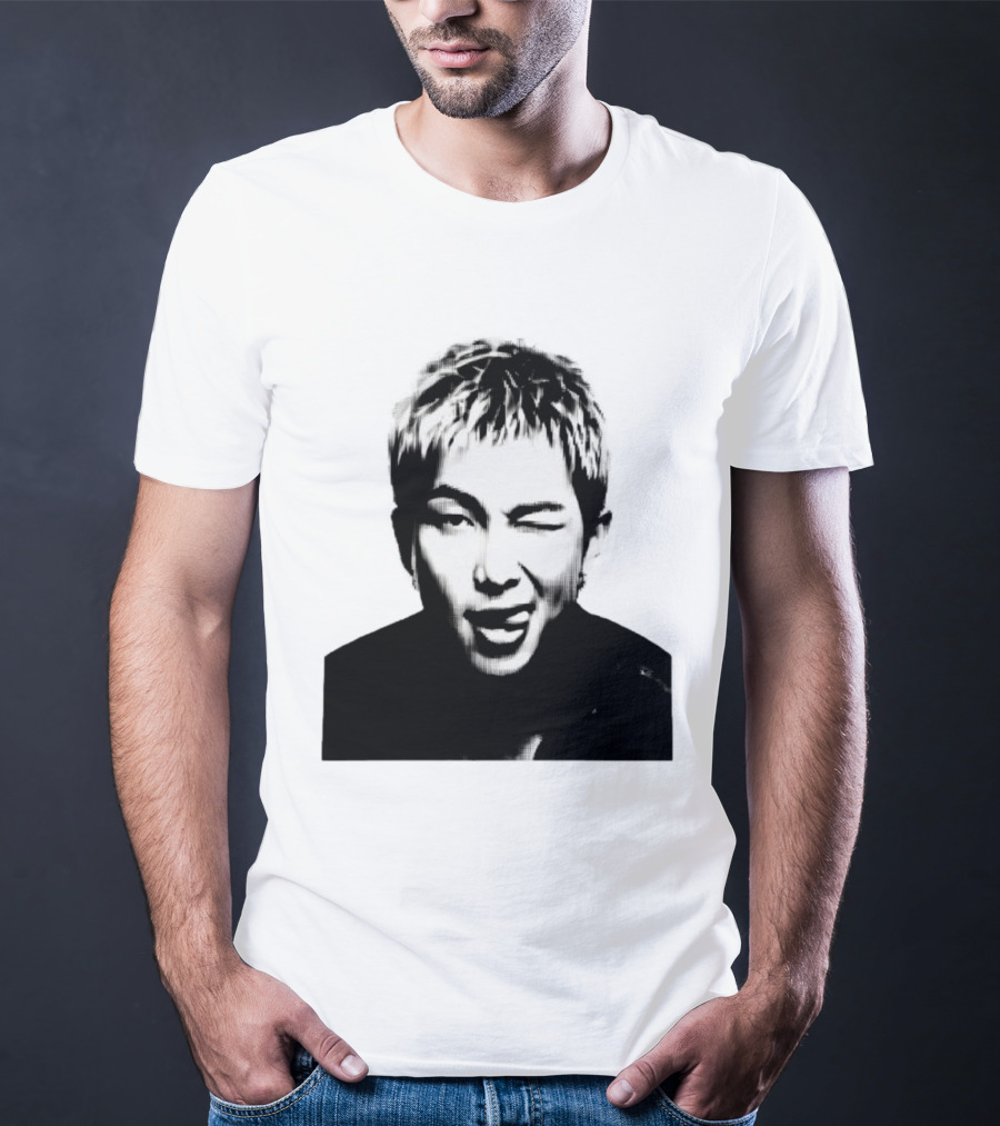 Kim Namjoon BTS K Pop Music Star Halftone Monochrome T-Shirt