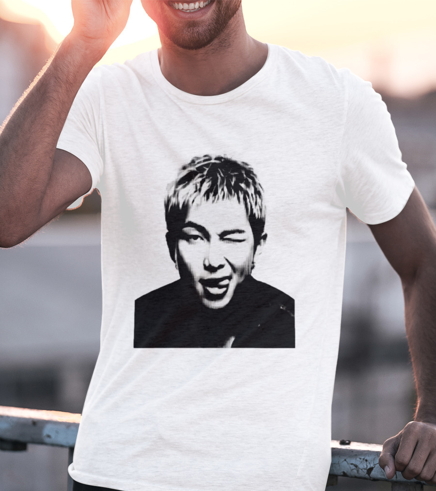 Kim Namjoon BTS K Pop Music Star Halftone Monochrome T-Shirt