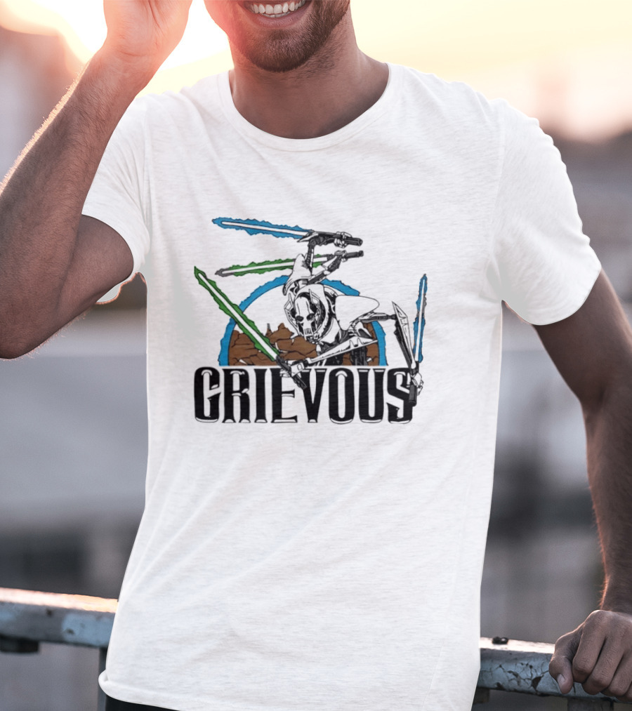 Star Wars General Grievous Iconic Lightsabers Battle Scene T-Shirt