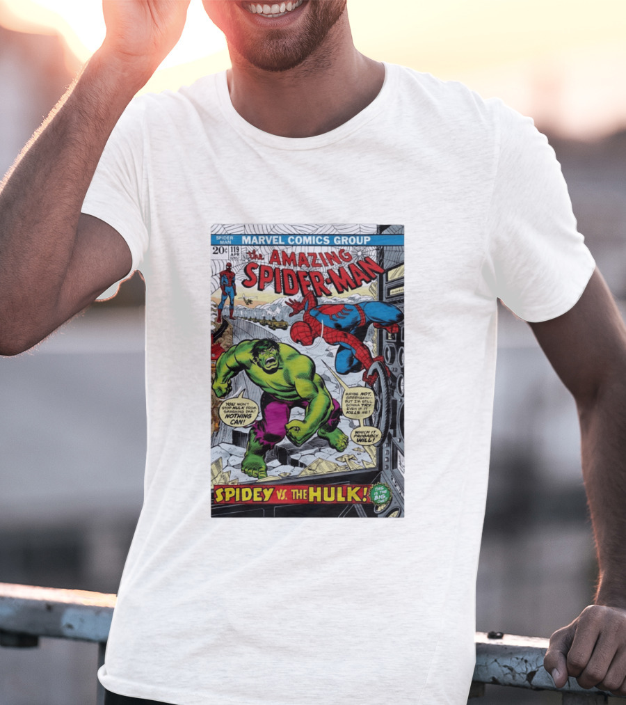 Marvel Comics Group The Amazing Spider Man 119 Spidey Vs The Hulk Comic Book Cover T-Shirt
