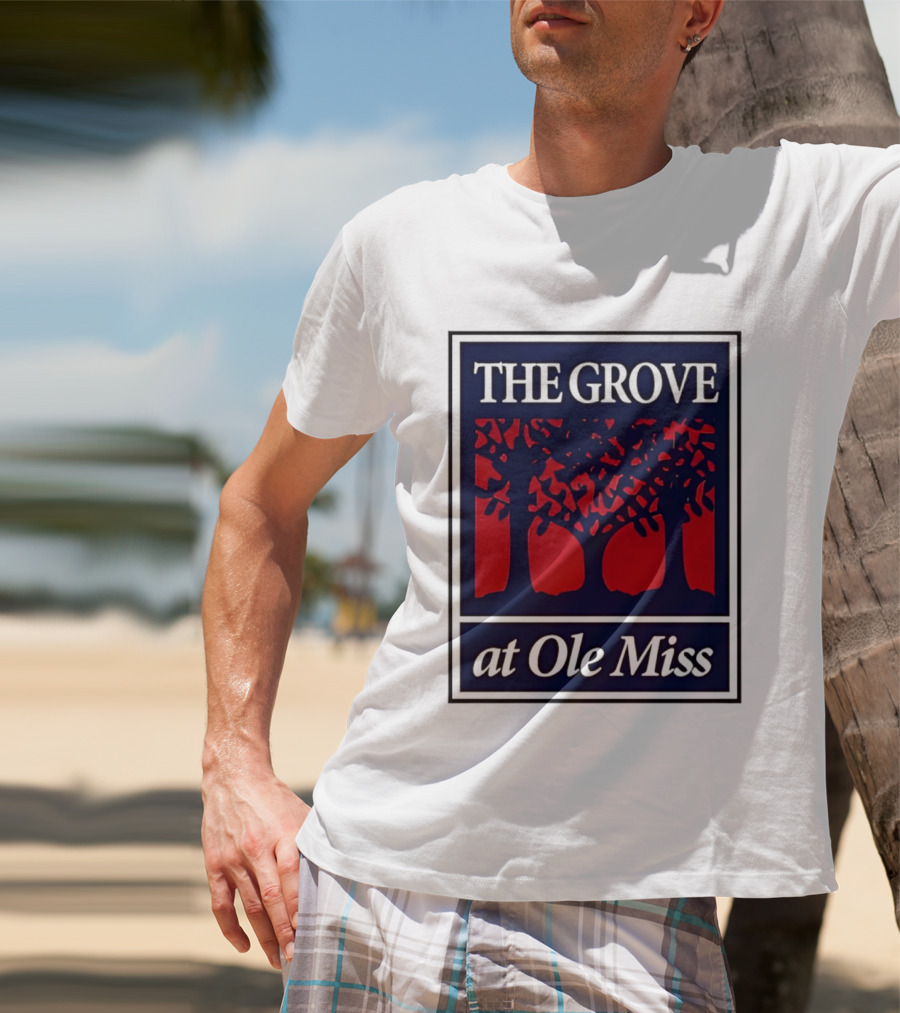 The Grove At Ole Miss Trees Red Blue T-Shirt