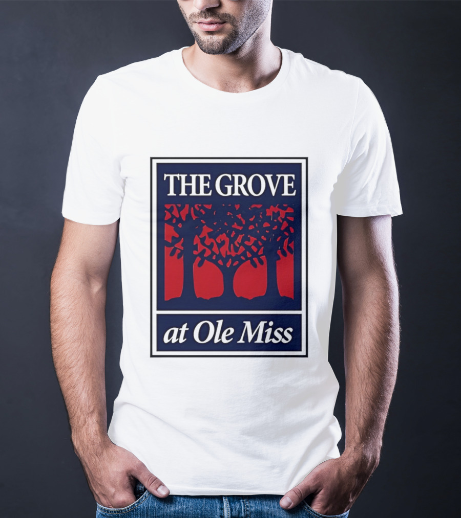 The Grove At Ole Miss Trees Red Blue T-Shirt