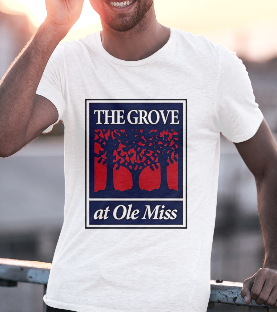 The Grove At Ole Miss Trees Red Blue T-Shirt