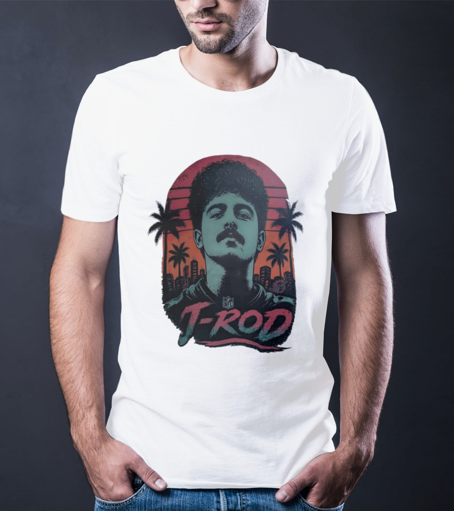 J ROD Miami Dolphins Vaporwave Aesthetic Neon Lights NFL T-Shirt
