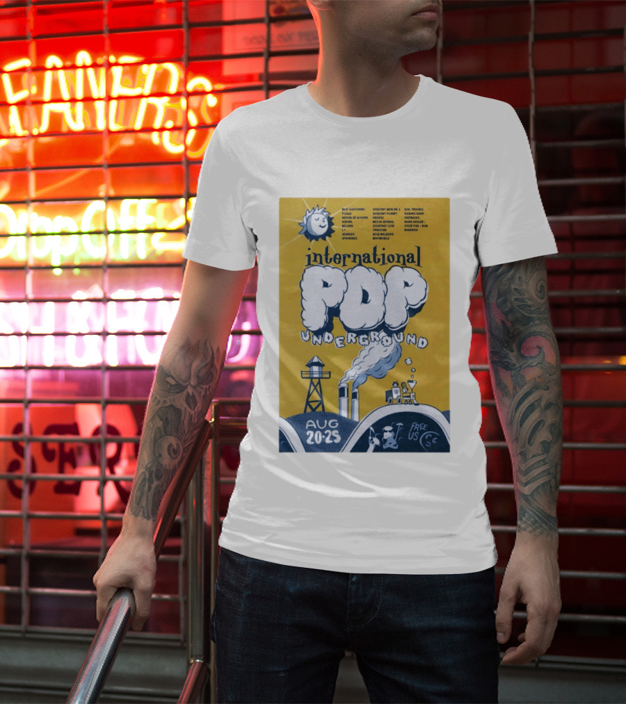 International Pop Underground Festival August 20 25 Beat Happening Fugazi Legend Of Yulesville Seaweed Спинанес Free Us T-Shirt