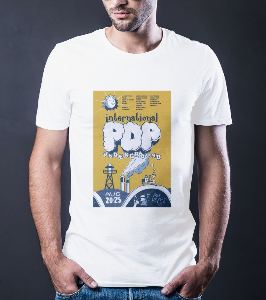 International Pop Underground Festival August 20 25 Beat Happening Fugazi Legend Of Yulesville Seaweed Спинанес Free Us T-Shirt