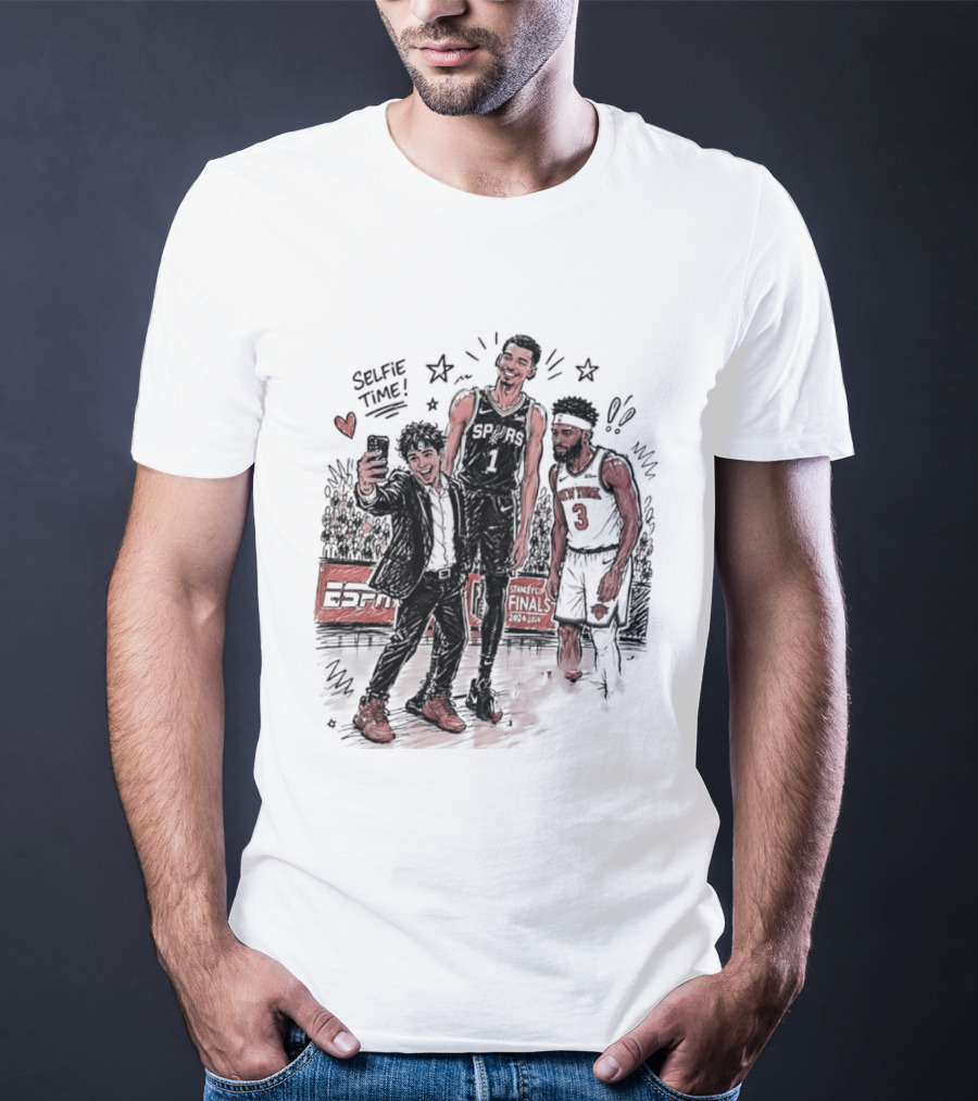 NY Knicks And San Antonio Spurs Selfie Time Finals Caricature T-Shirt