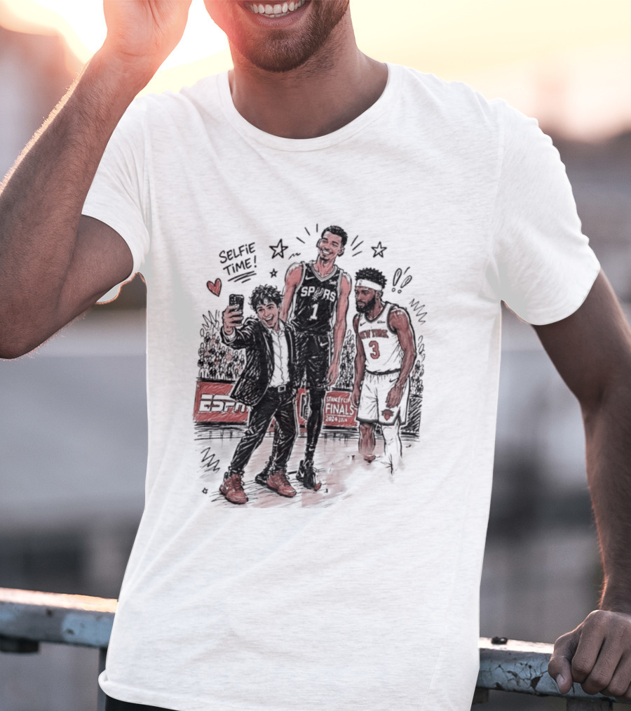 NY Knicks And San Antonio Spurs Selfie Time Finals Caricature T-Shirt