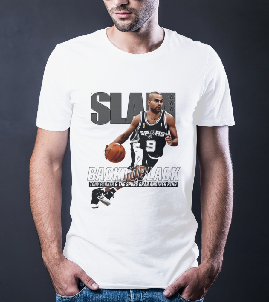 SLAM Back To Black San Antonio Spurs Tony Parker 9 Spurs Grab Another Ring T-Shirt