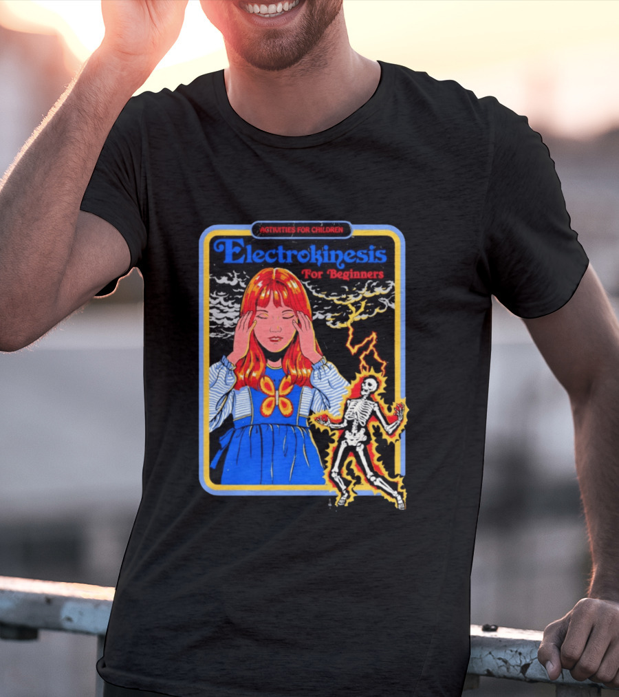 Activities For Children Electrokinesis For Beginners Vintage Style Art With Lightning Bolt Skeleton T-Shirt