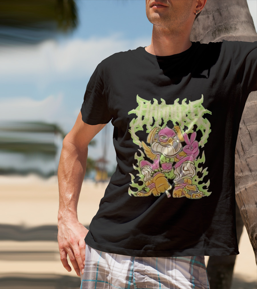 HAMMBRIK Chill Dog Flaming Peace Pose T-Shirt