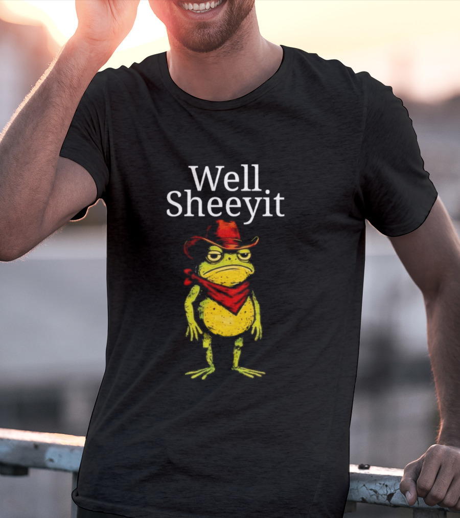 Well Sheeyit Frog Cowboy Hat And Bandana T-Shirt