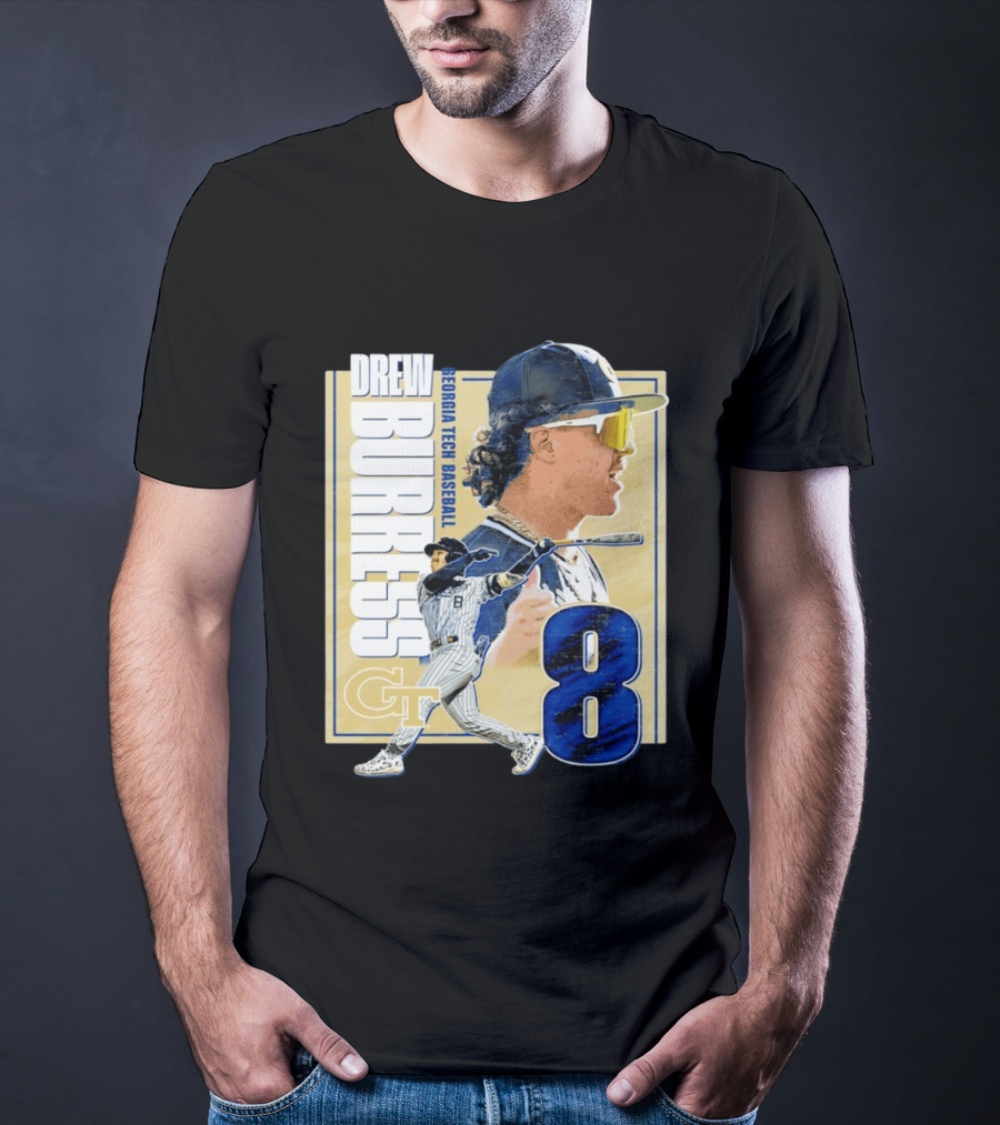 Drew Burress Georgia Tech Baseball Athlete Number 8 T-Shirt