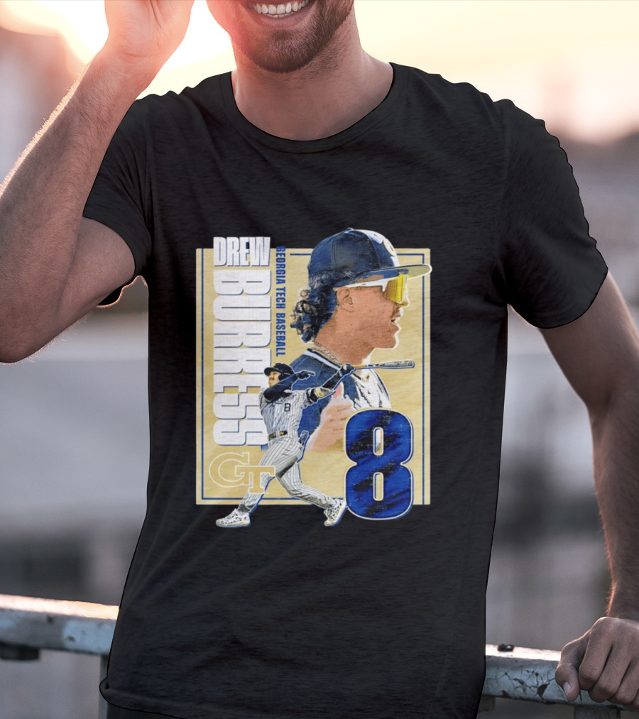 Drew Burress Georgia Tech Baseball Athlete Number 8 T-Shirt