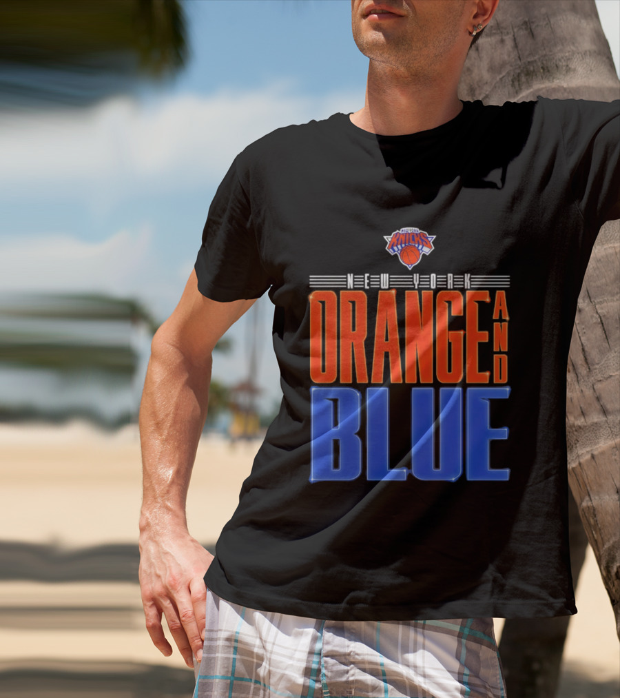 New York Knicks Orange And Blue Neon T-Shirt