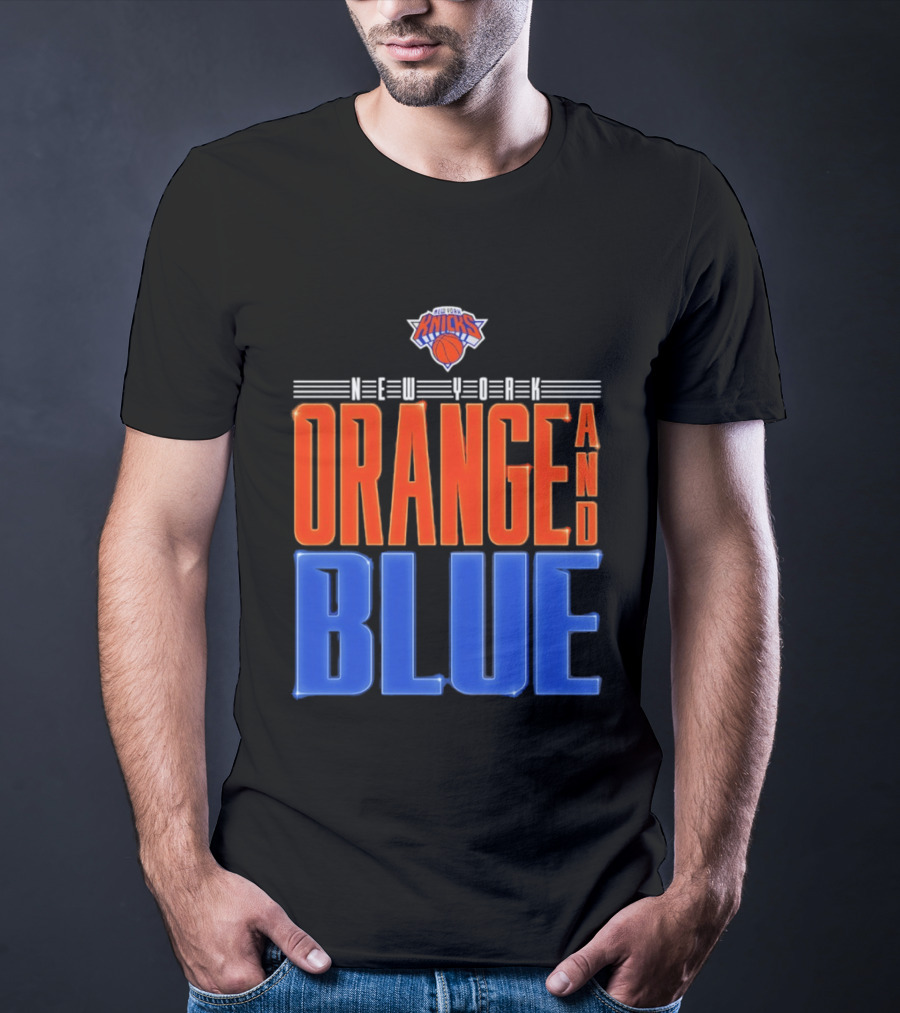 New York Knicks Orange And Blue Neon T-Shirt