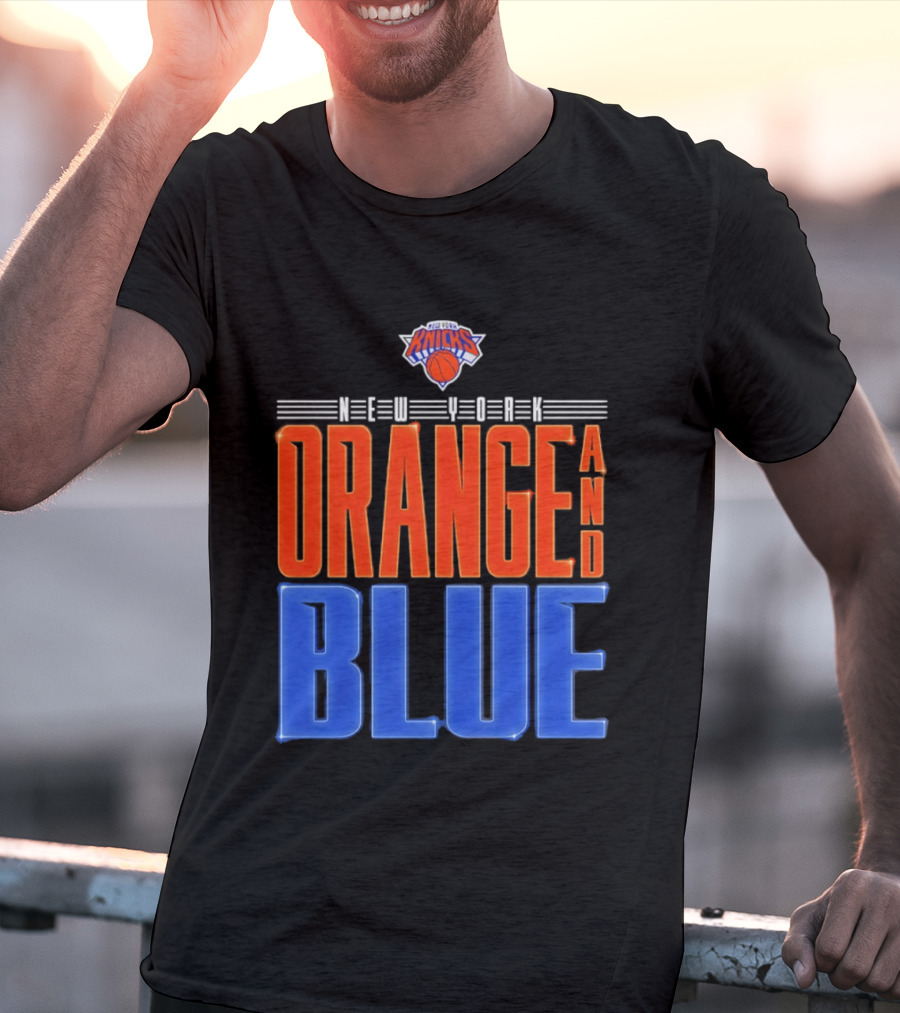 New York Knicks Orange And Blue Neon T-Shirt