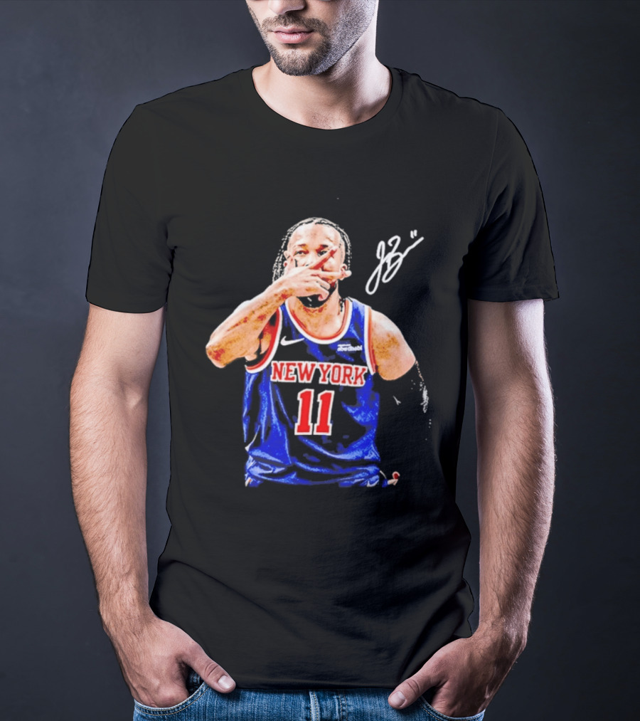 Jalen Brunson New York Knicks 11 JB Basketball Celebration Blue T-Shirt