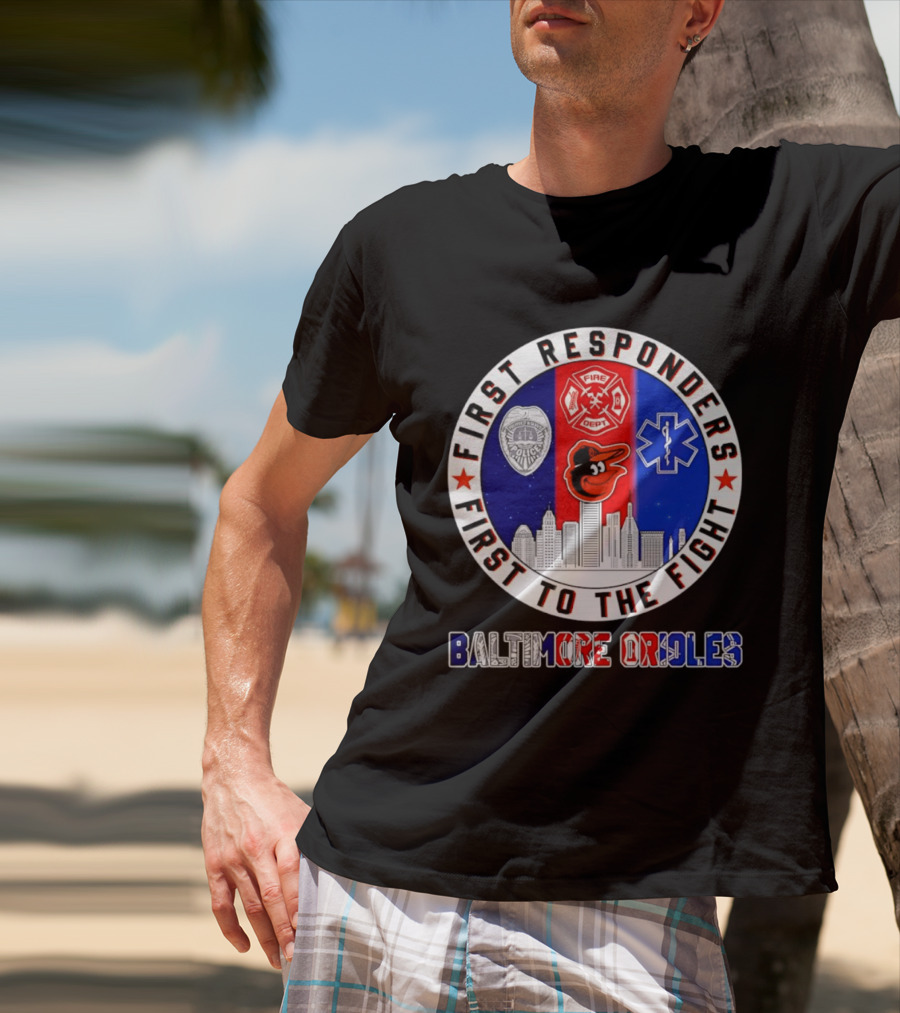 First Responders Baltimore Orioles City Skyline T-Shirt