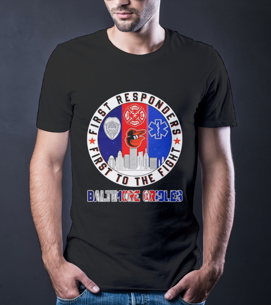 First Responders Baltimore Orioles City Skyline T-Shirt