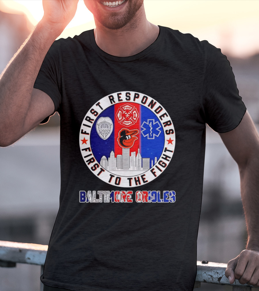 First Responders Baltimore Orioles City Skyline T-Shirt