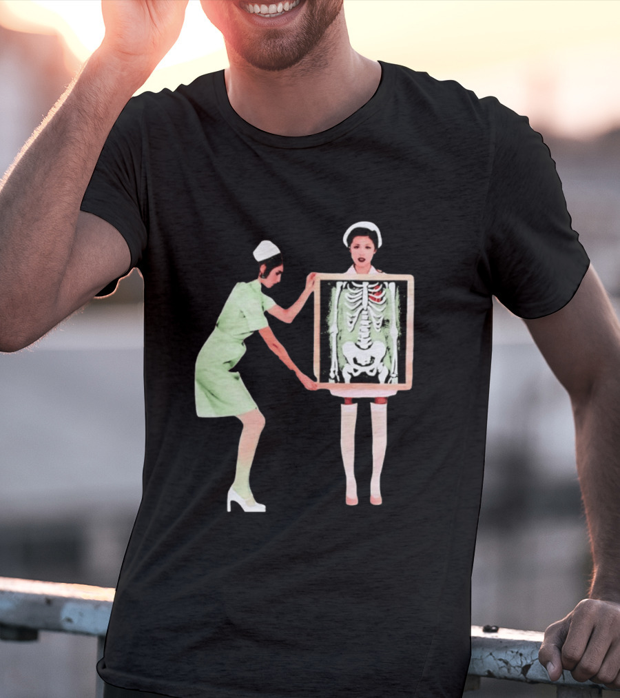 Nurse With X Ray Skeleton And Red Heart T-Shirt