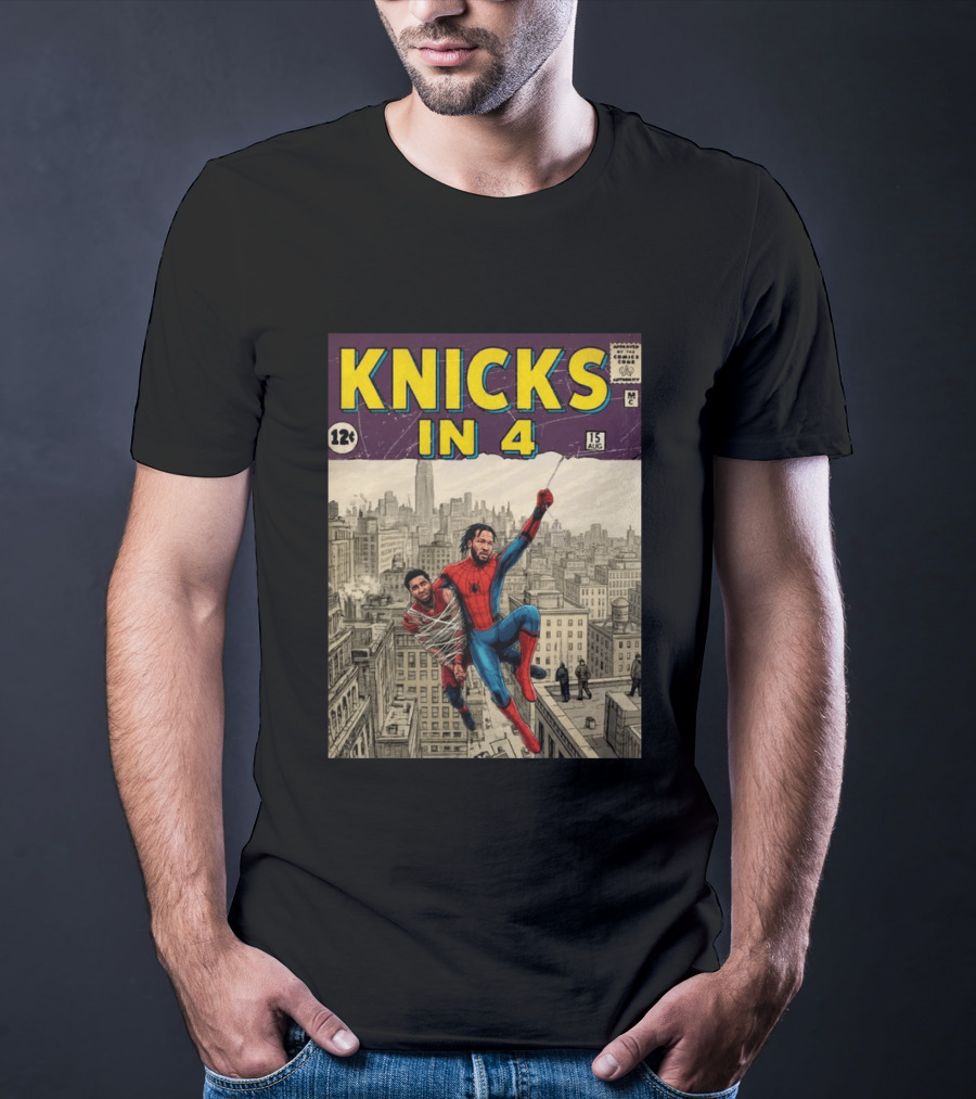 Knicks In 4 Jalen Brunson Spider Man Cover T-Shirt