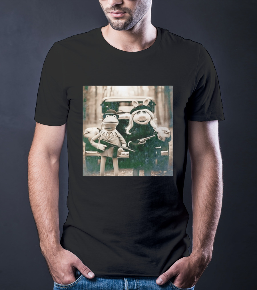 The Muppets Kermit The Frog Miss Piggy Gangster T-Shirt