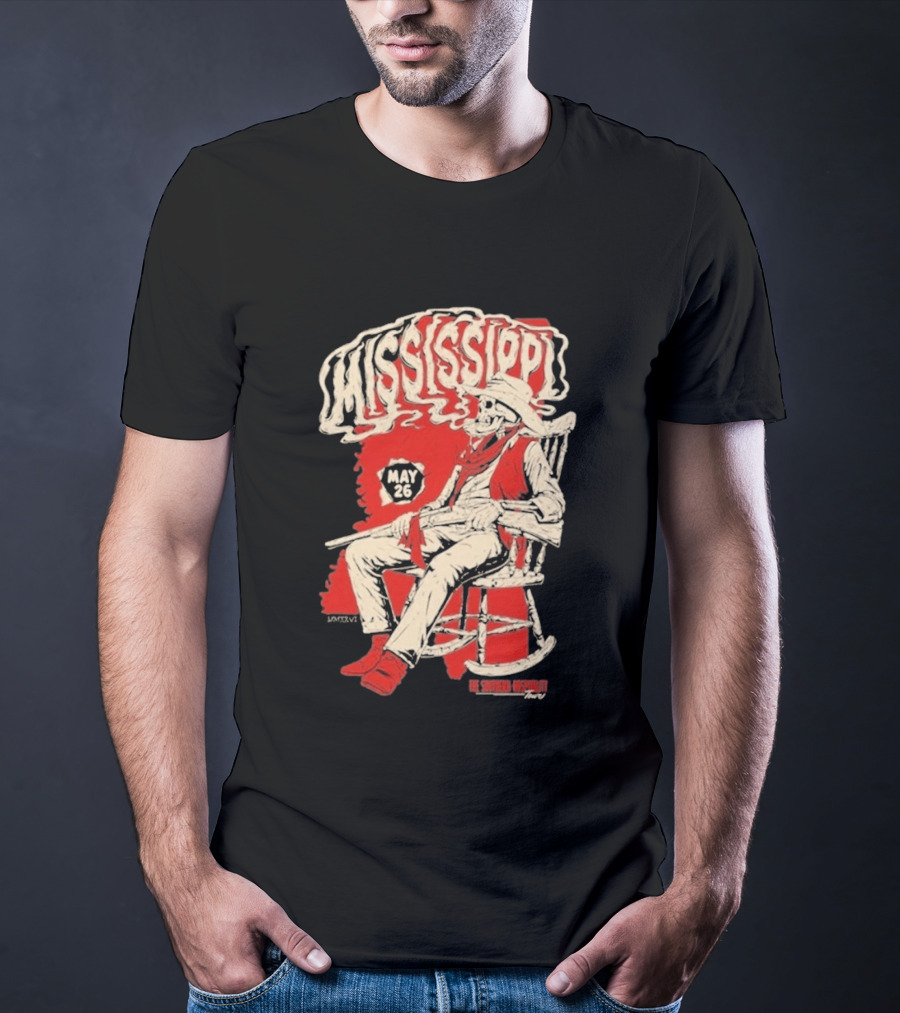 Whiskey Myers May 26 Mississippi Cowboy In Rocking Chair T-Shirt