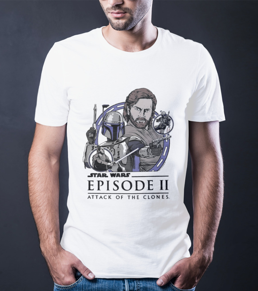 Star Wars Episode II Attack Of The Clones Obi Wan Kenobi Jango Fett T-Shirt