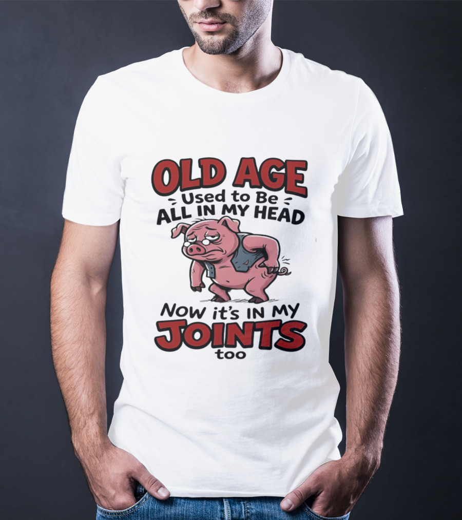 Old Age Used To Be All In My Head Now It's In My Joints Too Pig T-Shirt