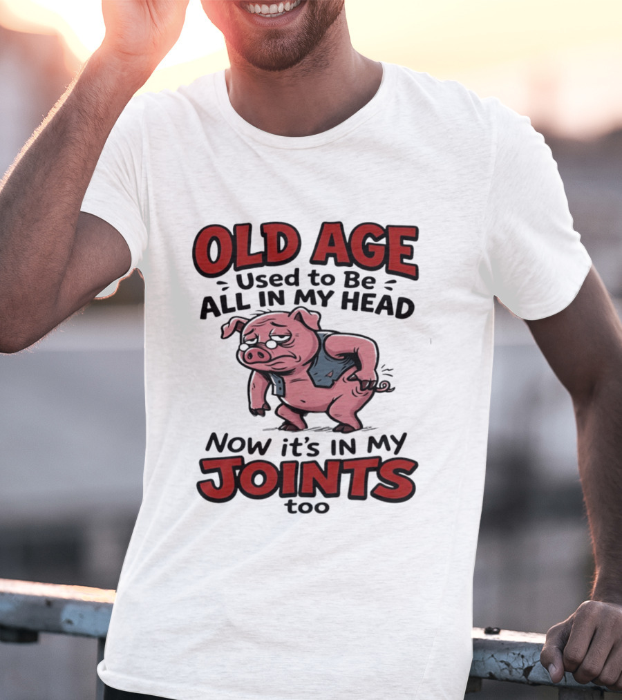 Old Age Used To Be All In My Head Now It's In My Joints Too Pig T-Shirt