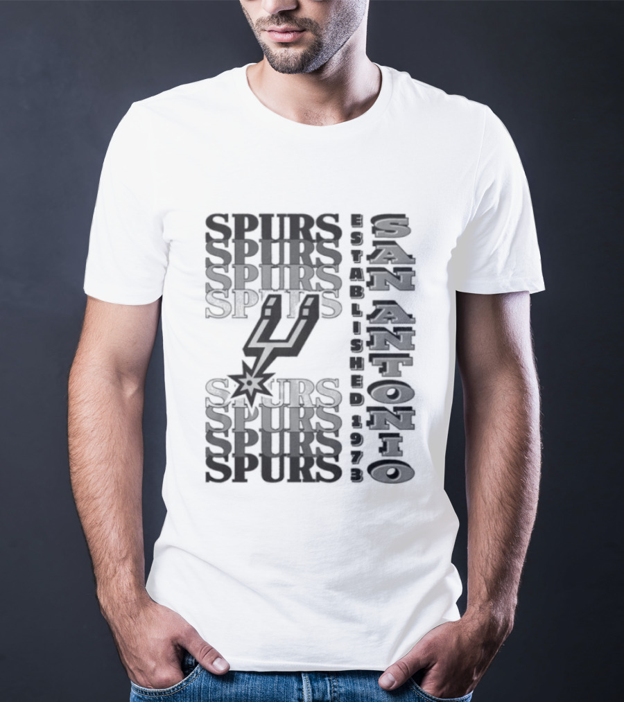 San Antonio Spurs Stacked Wordmark Logo With Iconic Spur T-Shirt