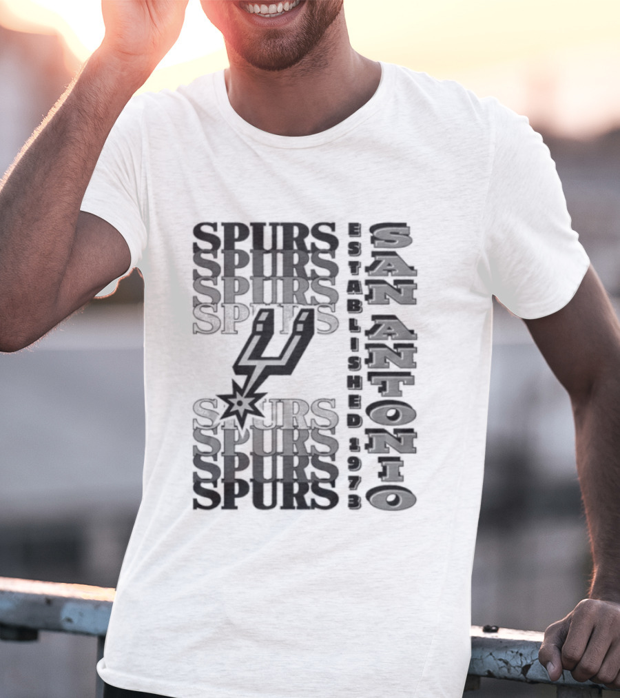 San Antonio Spurs Stacked Wordmark Logo With Iconic Spur T-Shirt