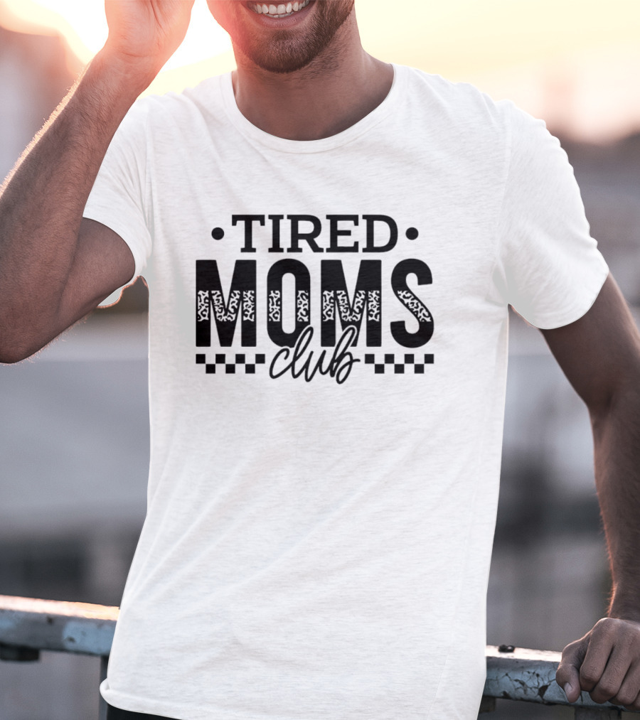 Tired Moms Club Leopard Checkered T-Shirt