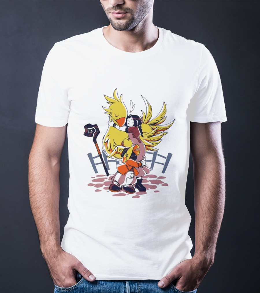 Aerith Gainsborough Vivi Ornitier Chocobo Hug Fantasy Characters Embrace T-Shirt