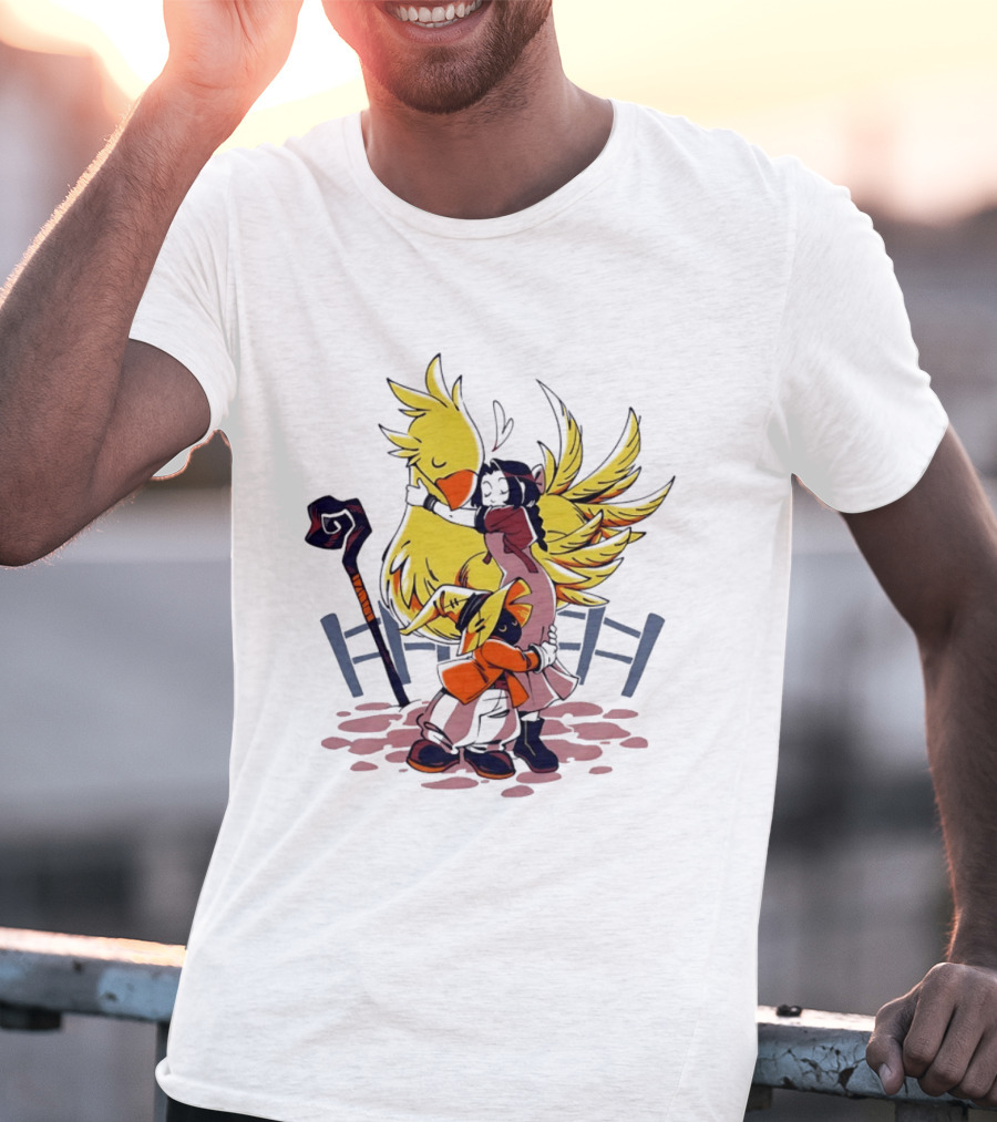 Aerith Gainsborough Vivi Ornitier Chocobo Hug Fantasy Characters Embrace T-Shirt