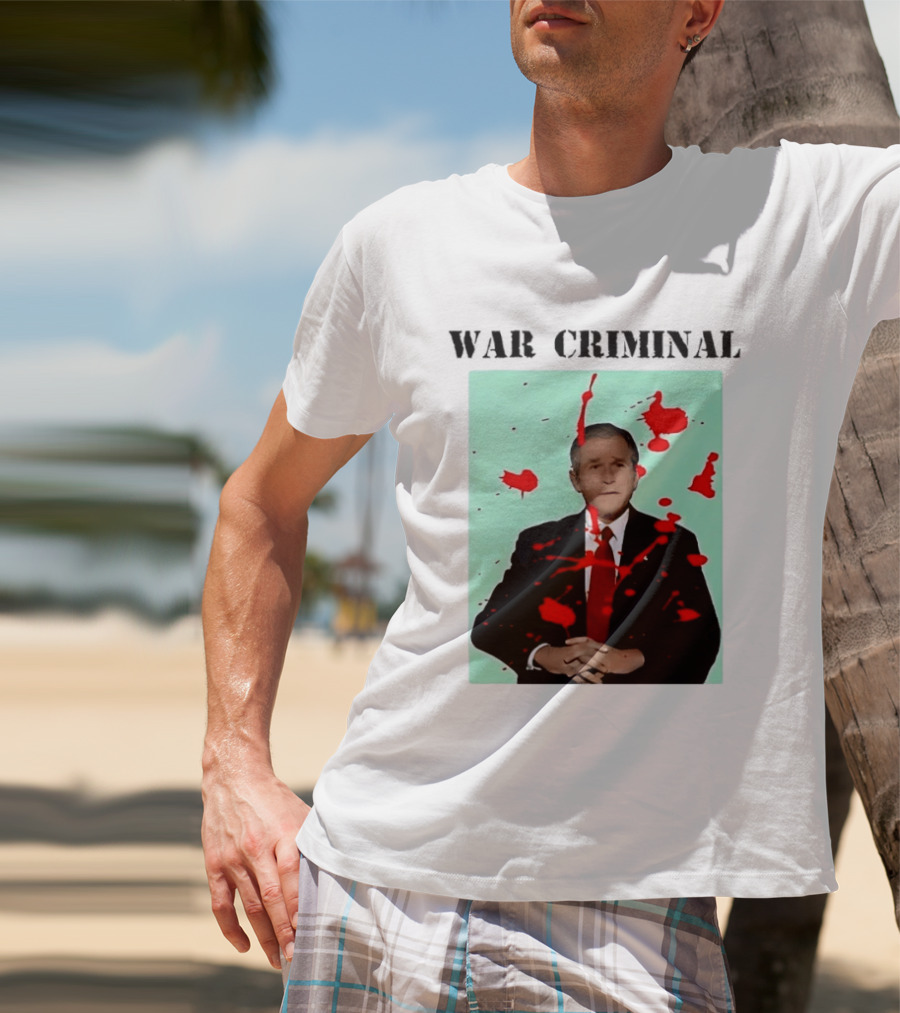 George W. Bush War Criminal Red Paint Splatter Image T-Shirt