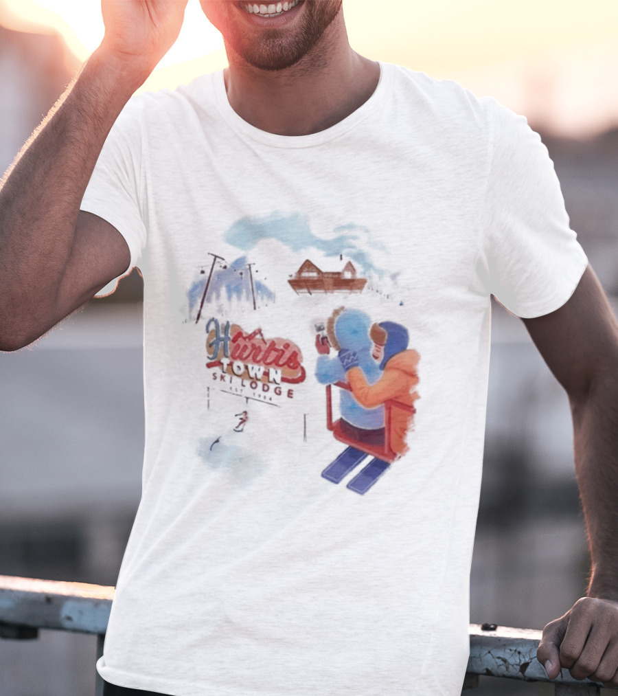 Kurtis Conner Ski Lodge Vintage Aesthetic Winter Scene T-Shirt