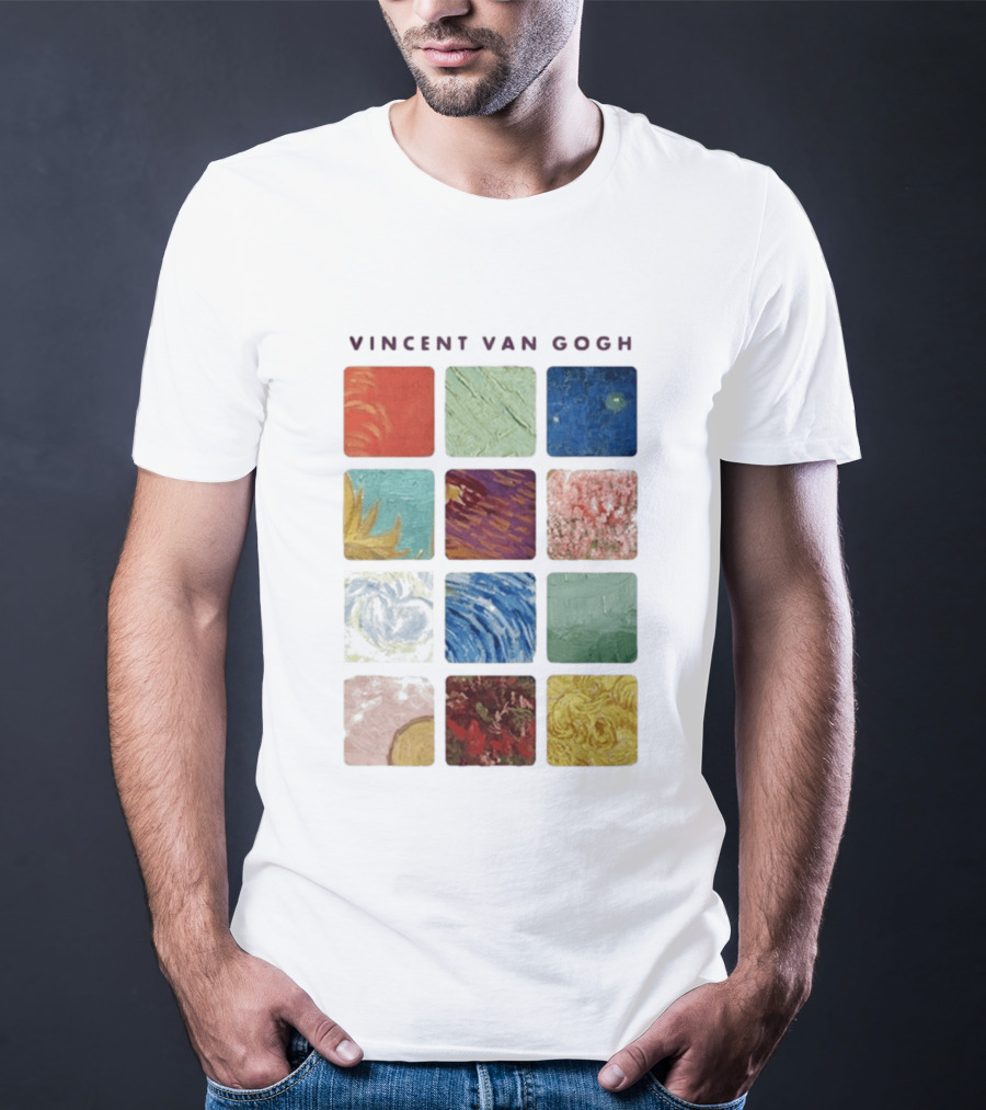 Vincent Van Gogh Paintings Iconic Colors Squares T-Shirt