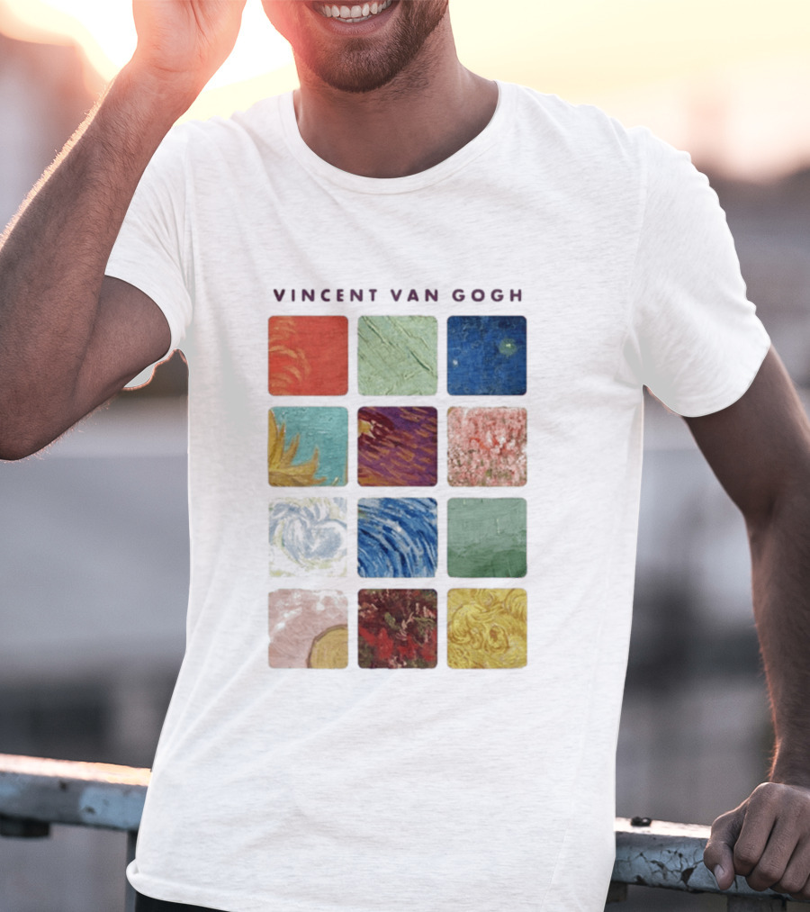 Vincent Van Gogh Paintings Iconic Colors Squares T-Shirt