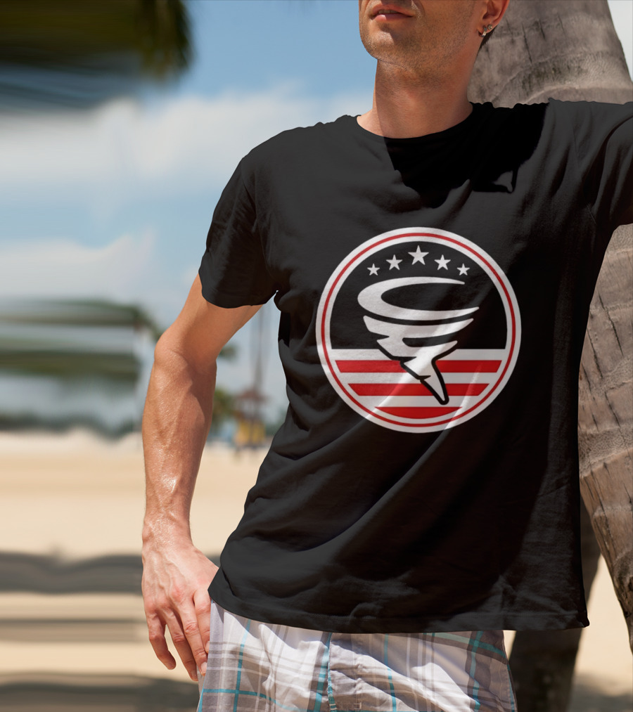American Flag Cyclone Stars Stripes Circle T-Shirt