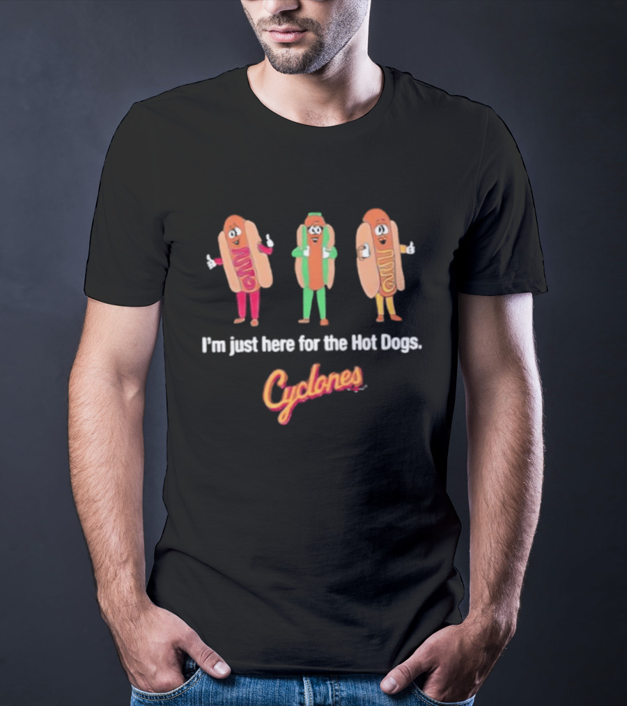 Brooklyn Cyclones Hot Dog Mascots I'm Just Here For The Hot Dogs T-Shirt
