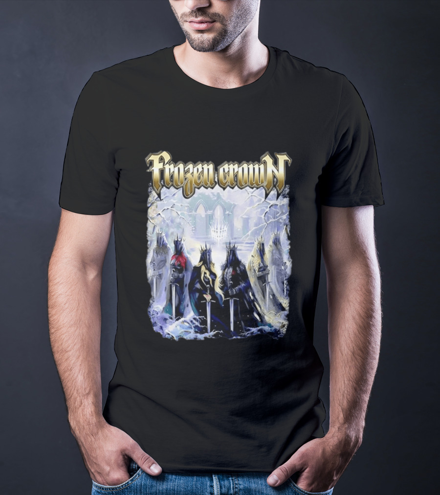 Frozen Crown Dark Fantasy Rulers Sword Wielding Monarchs T-Shirt