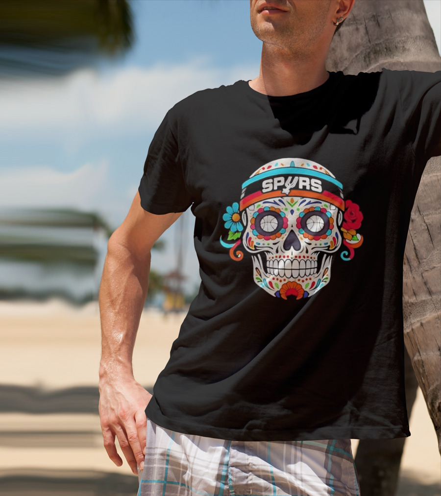 San Antonio Spurs Sugar Skull Day Of The Dead Basketball Fan T-Shirt