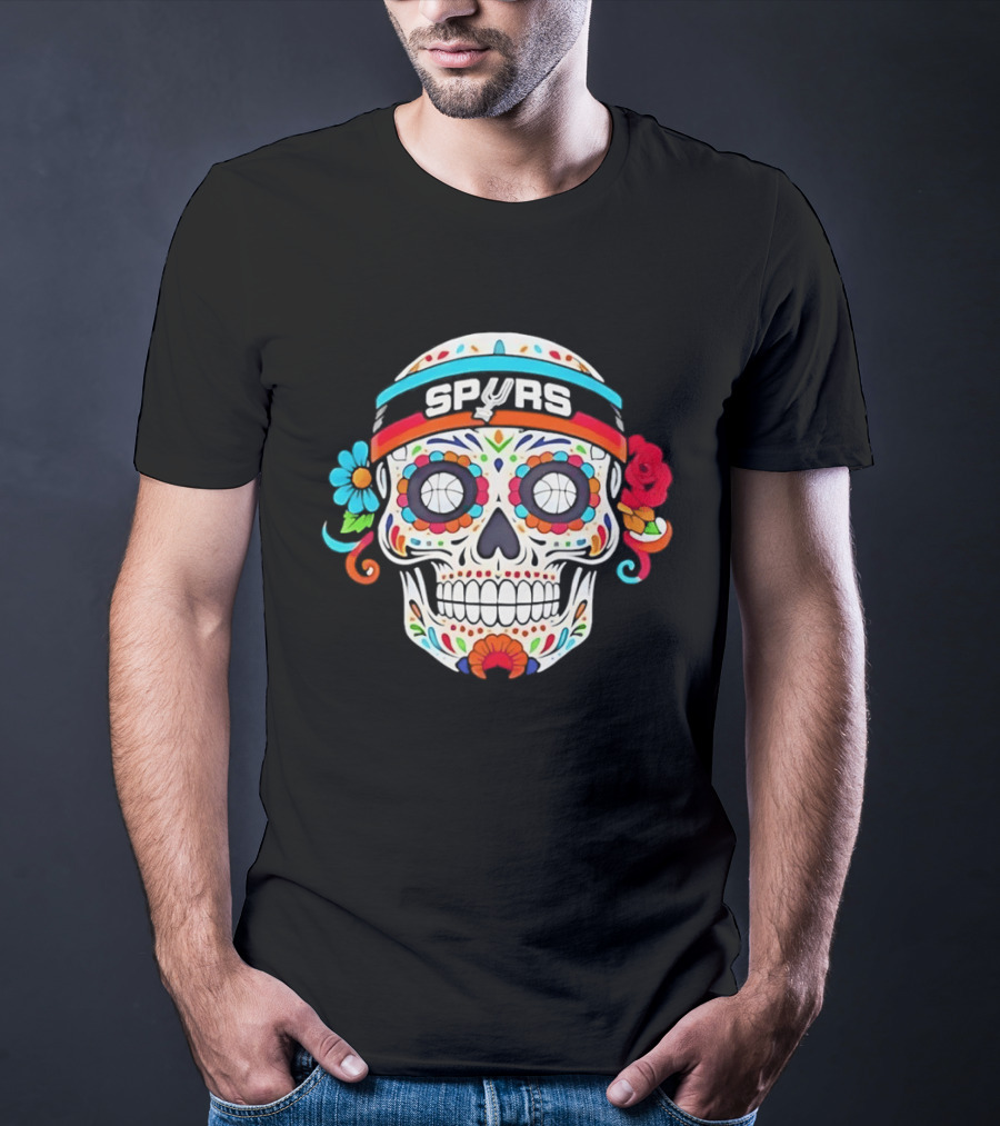 San Antonio Spurs Sugar Skull Day Of The Dead Basketball Fan T-Shirt