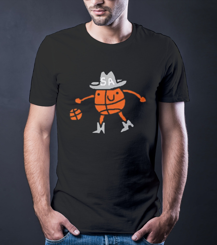 San Antonio Spurs Cowboy Basketball Art With SA Hat And Boots T-Shirt