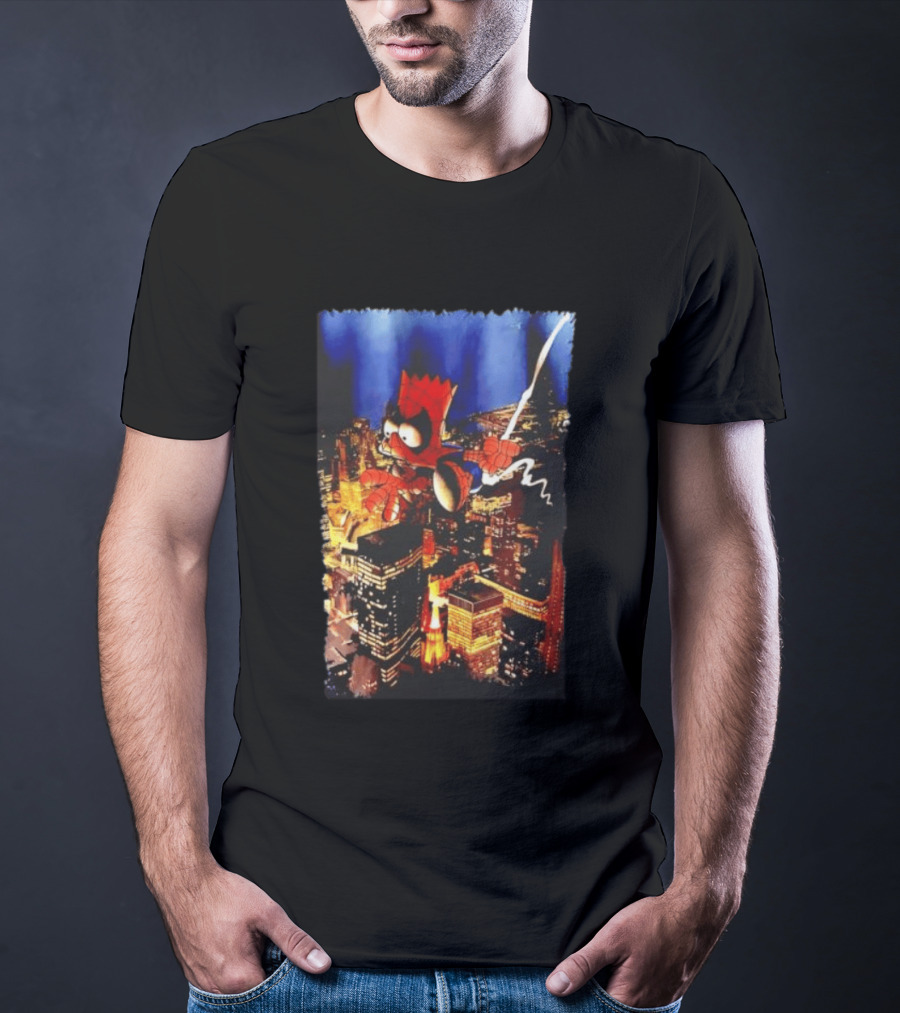 Spider Bart Bartman Swinging Through Cityscape Mexican T-Shirt