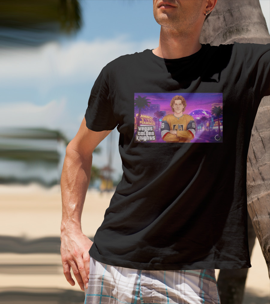 Vegas Golden Knights Kaedan Korczak Flamingo High Roller 66 T-Shirt