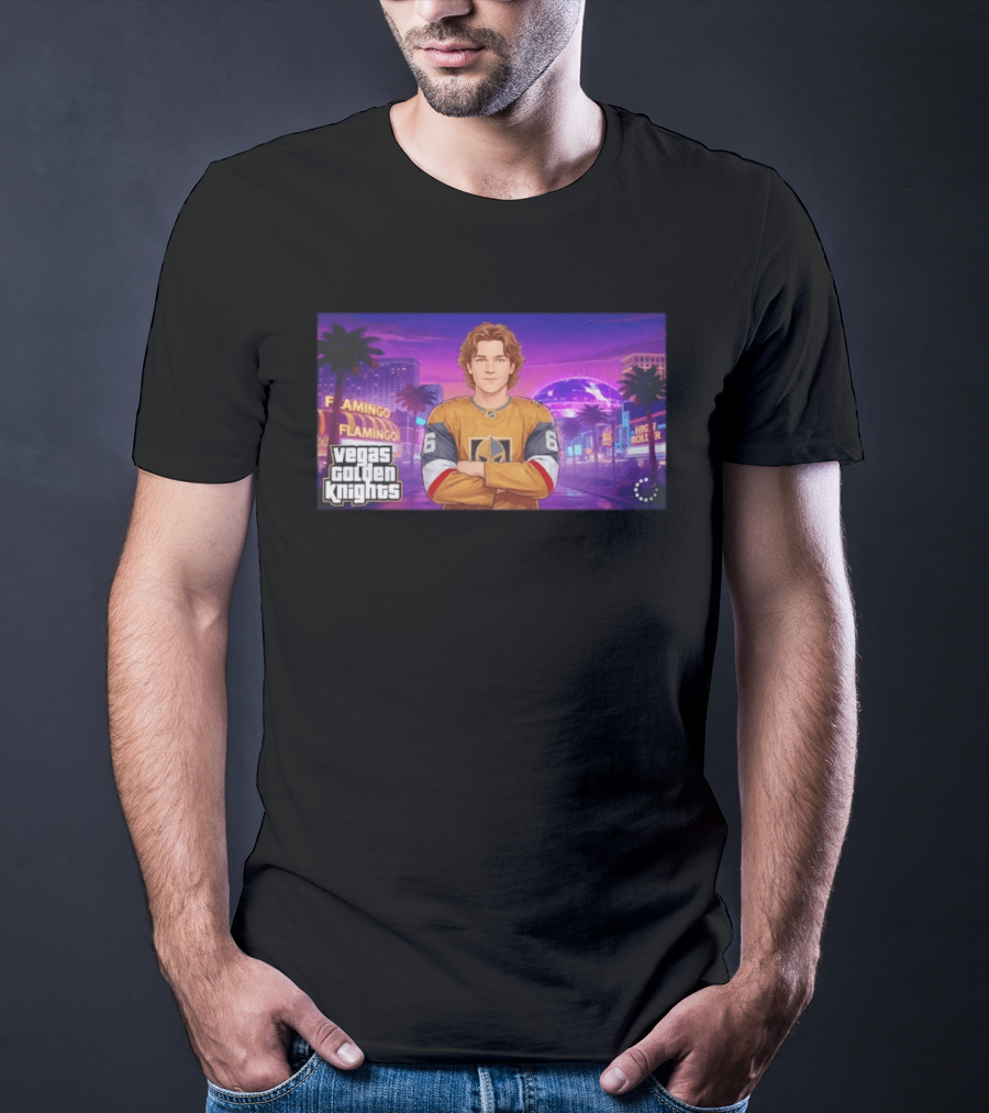 Vegas Golden Knights Kaedan Korczak Flamingo High Roller 66 T-Shirt